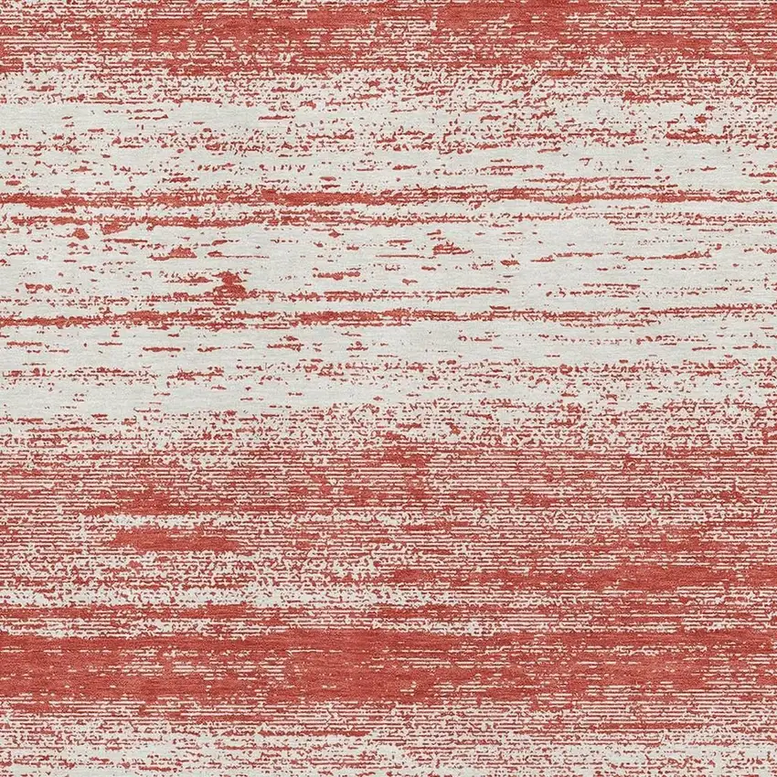 Red And Ivory Striped Washable Area Rug With UV Protection Photo 4