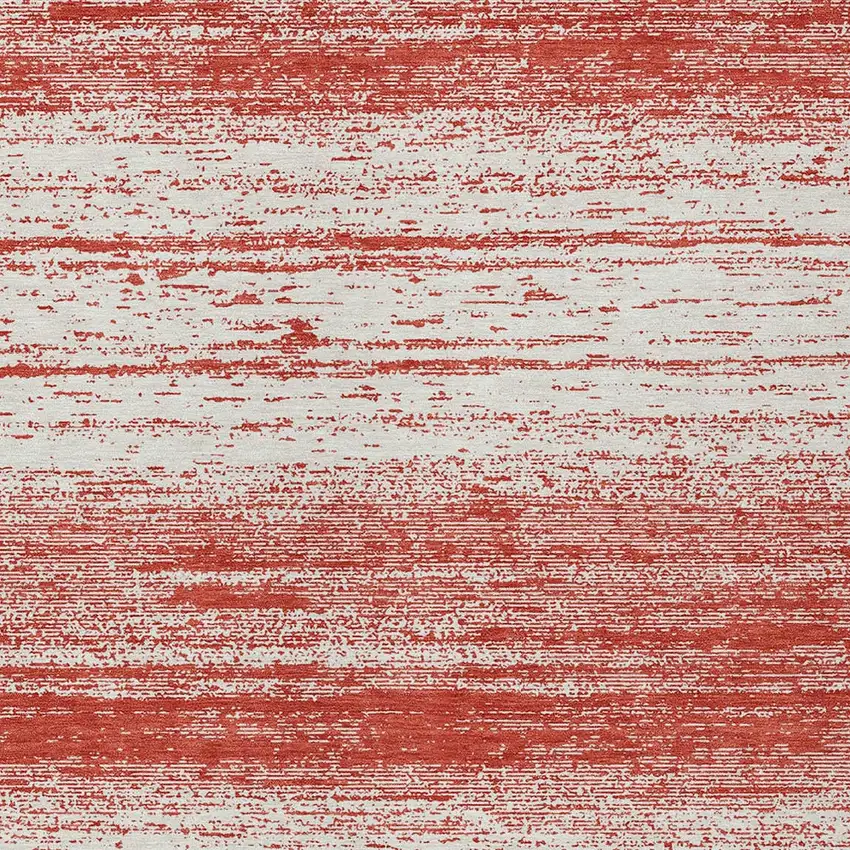 Red And Ivory Striped Washable Indoor Outdoor Area Rug Photo 5