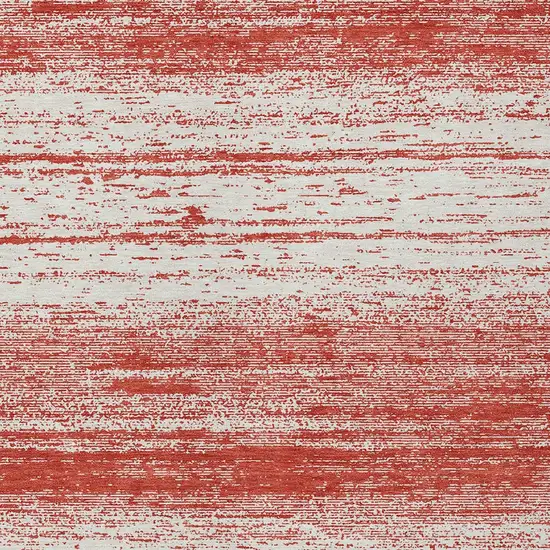 Red And Ivory Striped Washable Indoor Outdoor Area Rug Photo 5