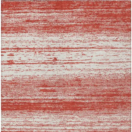 Red And Ivory Striped Washable Indoor Outdoor Area Rug Photo 6