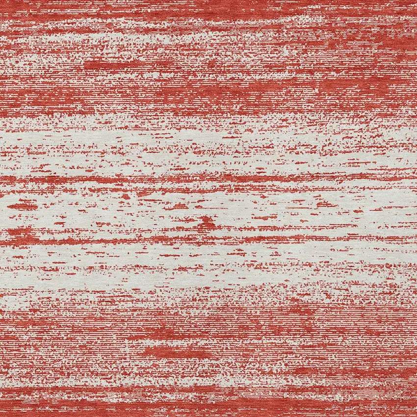 Red And Ivory Striped Washable Indoor Outdoor Area Rug Photo 5