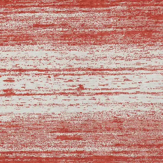 Red And Ivory Striped Washable Indoor Outdoor Area Rug Photo 5