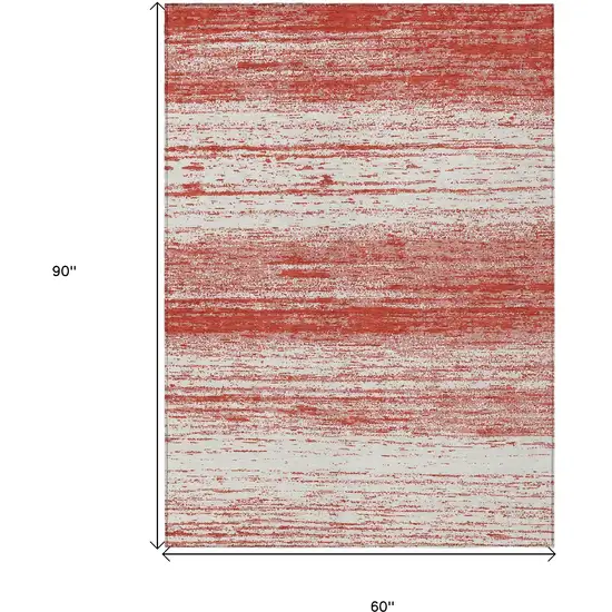 Red And Ivory Striped Washable Indoor Outdoor Area Rug Photo 3