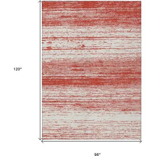 Red And Ivory Striped Washable Indoor Outdoor Area Rug Photo 3