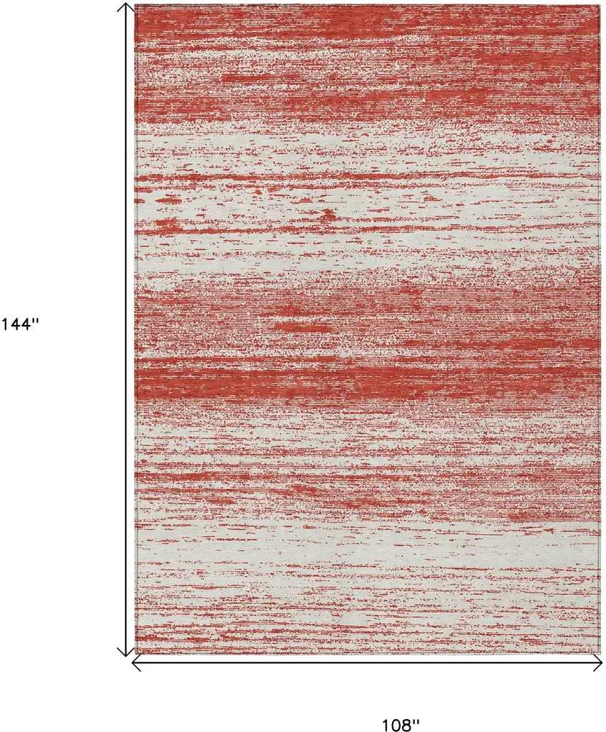 Red And Ivory Striped Washable Indoor Outdoor Area Rug Photo 3