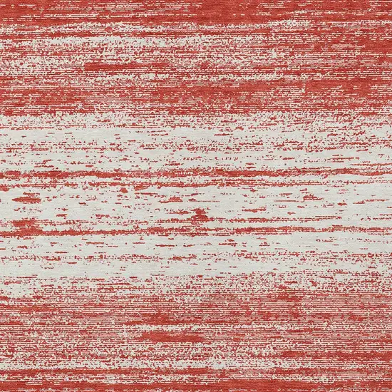 Red And Ivory Striped Washable Indoor Outdoor Area Rug Photo 5