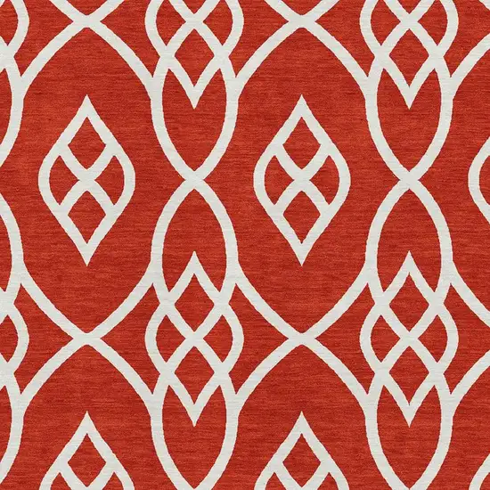 Red And Ivory Trellis Washable Area Rug With UV Protection Photo 3