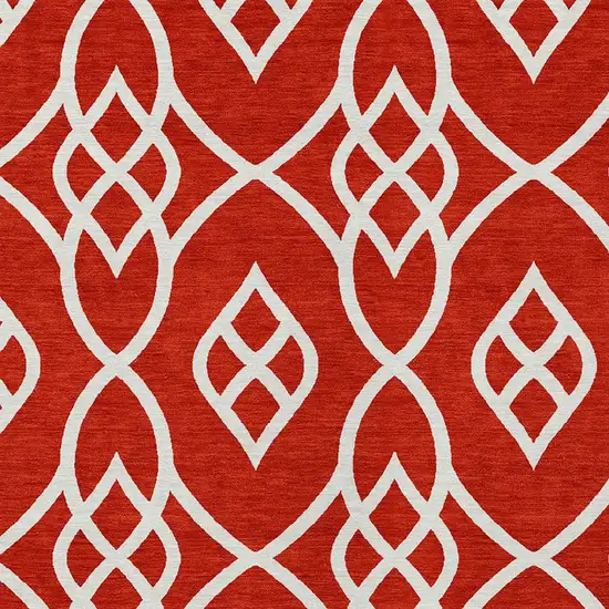 Red And Ivory Trellis Washable Indoor Outdoor Area Rug Photo 6