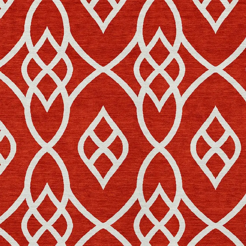Red And Ivory Trellis Washable Indoor Outdoor Area Rug Photo 6