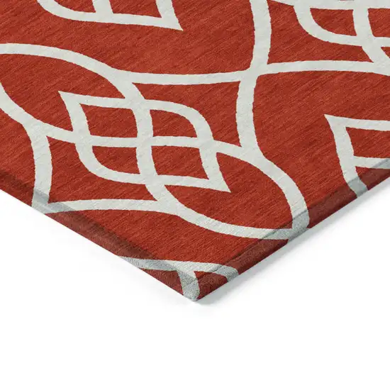 Red And Ivory Trellis Washable Indoor Outdoor Area Rug Photo 5