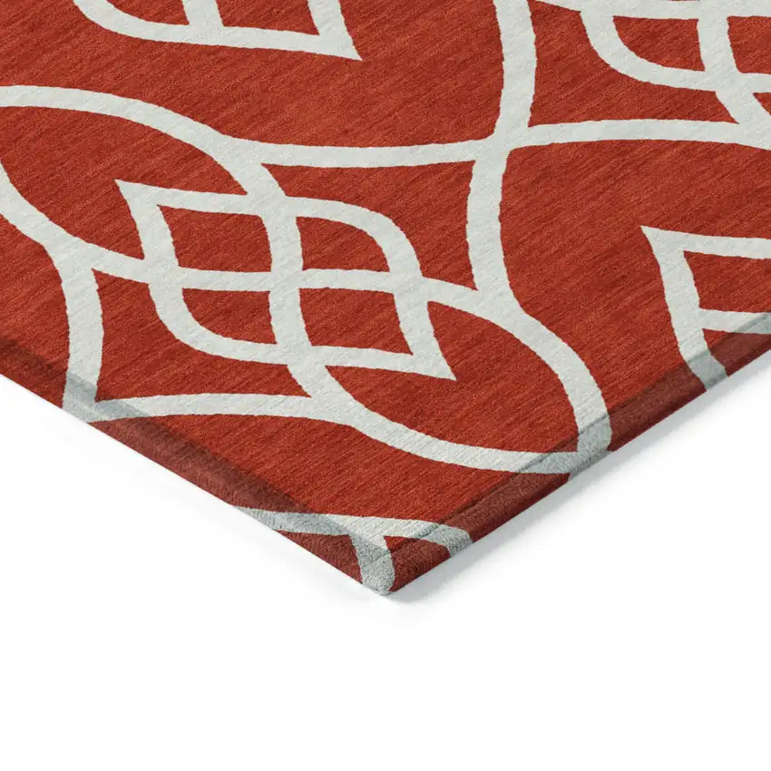 Red And Ivory Trellis Washable Indoor Outdoor Area Rug Photo 5