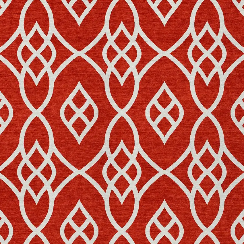 Red And Ivory Trellis Washable Indoor Outdoor Area Rug Photo 7