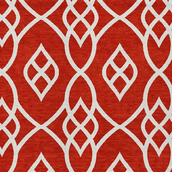 Red And Ivory Trellis Washable Indoor Outdoor Area Rug Photo 6