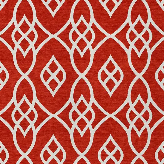 Red And Ivory Trellis Washable Indoor Outdoor Area Rug Photo 7
