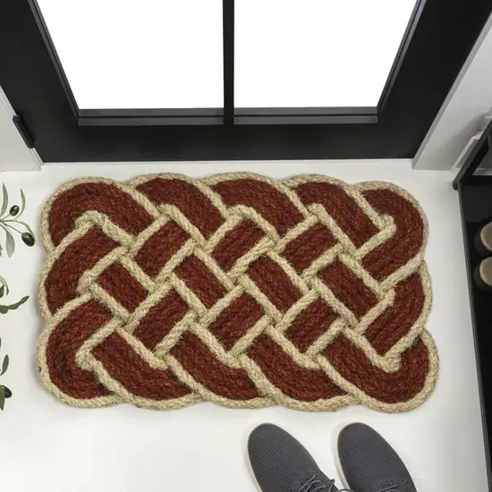 Red And Light Yellow Geometric Handmade Indoor Outdoor Area Rug Photo 4