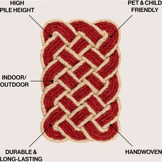 Red And Light Yellow Geometric Handmade Indoor Outdoor Area Rug Photo 8