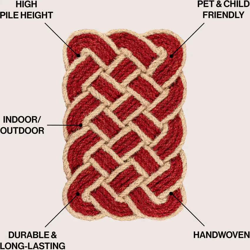 Red And Light Yellow Geometric Handmade Indoor Outdoor Area Rug Photo 8