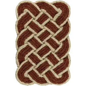 Photo of Red And Light Yellow Geometric Handmade Indoor Outdoor Area Rug