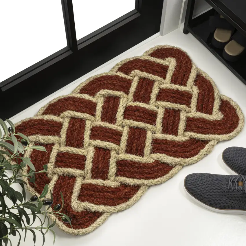 Red And Light Yellow Geometric Handmade Indoor Outdoor Area Rug Photo 5