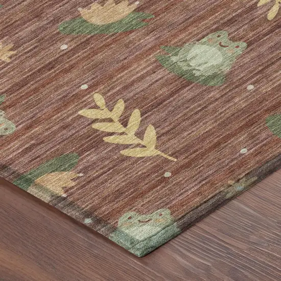 Red And Merlot Botanical Leaves Washable Indoor Outdoor Area Rug Photo 3