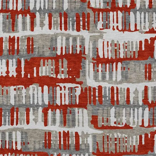 Red And Orange Abstract Washable Indoor Outdoor Area Rug Photo 5