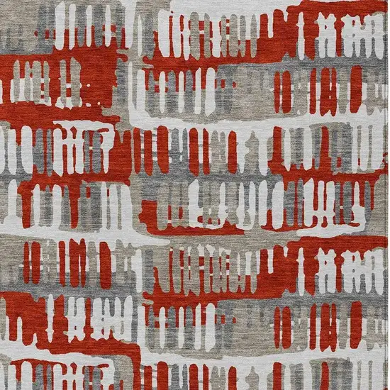 Red And Orange Abstract Washable Indoor Outdoor Area Rug Photo 3