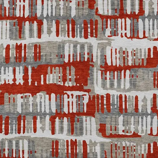 Red And Orange Abstract Washable Indoor Outdoor Area Rug Photo 5