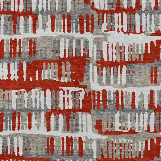 Red And Orange Abstract Washable Indoor Outdoor Area Rug Photo 5