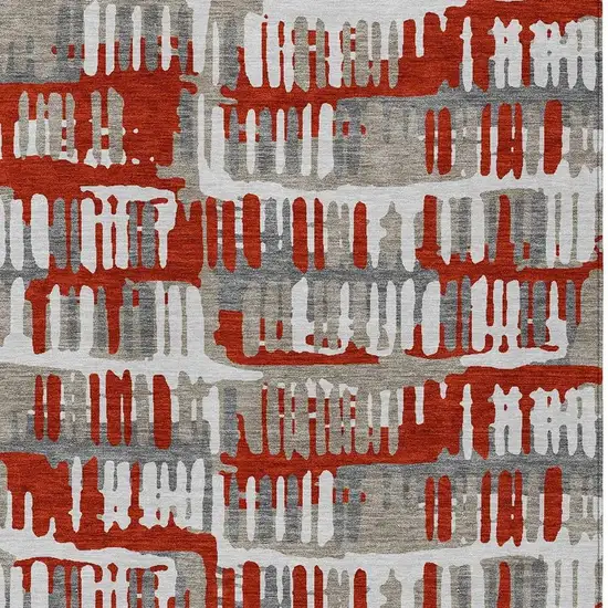Red And Orange Abstract Washable Indoor Outdoor Area Rug Photo 5