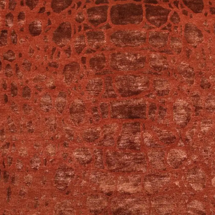Red And Orange Animal Print Hand Knotted Area Rug Photo 3