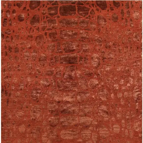 Red And Orange Animal Print Hand Knotted Area Rug Photo 4