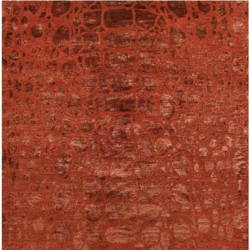 Red And Orange Animal Print Hand Knotted Area Rug Photo 4
