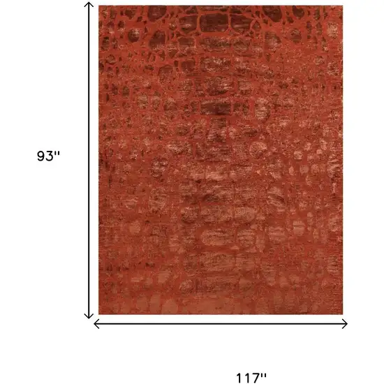 Red And Orange Animal Print Hand Knotted Area Rug Photo 5