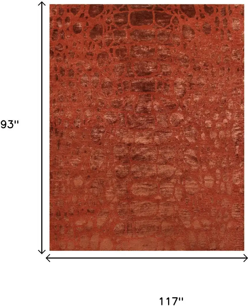 Red And Orange Animal Print Hand Knotted Area Rug Photo 5