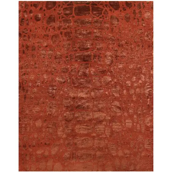Red And Orange Animal Print Hand Knotted Area Rug Photo 2