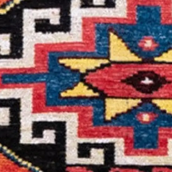 Red And Orange Tribal Washable Area Rug With UV Protection Photo 8