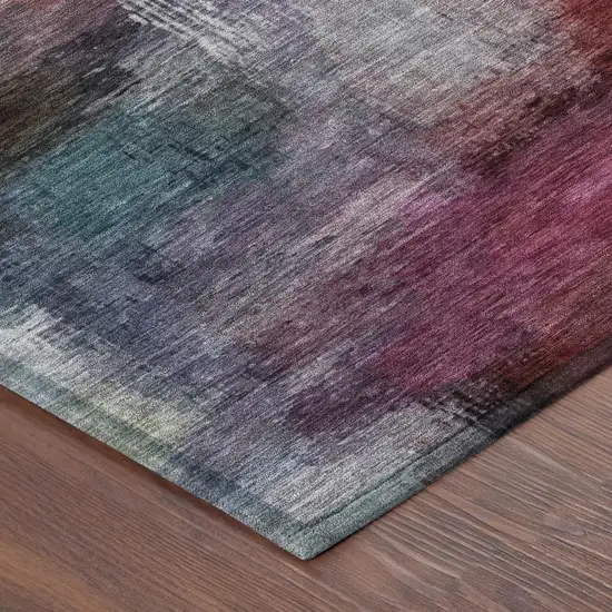 Red And Plum Abstract Washable Indoor Outdoor Area Rug Photo 5