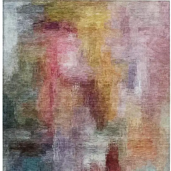 Red And Plum Abstract Washable Indoor Outdoor Area Rug Photo 3