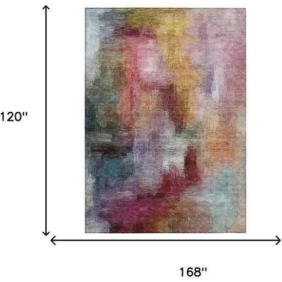 Red And Plum Abstract Washable Indoor Outdoor Area Rug Photo 7
