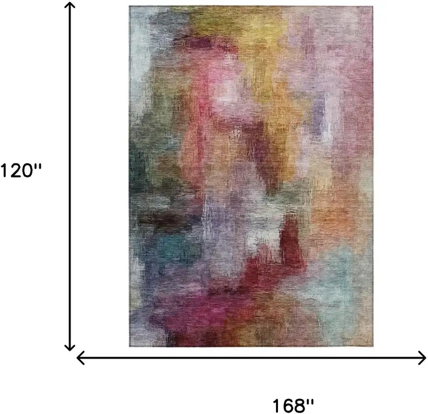 Red And Plum Abstract Washable Indoor Outdoor Area Rug Photo 7