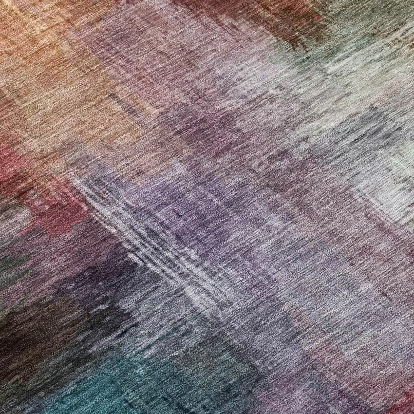 Red And Plum Abstract Washable Indoor Outdoor Area Rug Photo 6