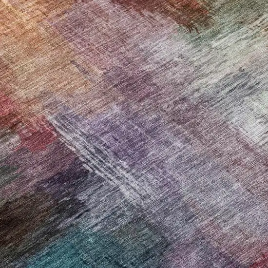 Red And Plum Abstract Washable Indoor Outdoor Area Rug Photo 6
