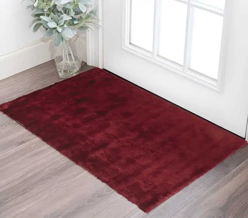 Red And Purple Shag Tufted Handmade Area Rug Photo 1