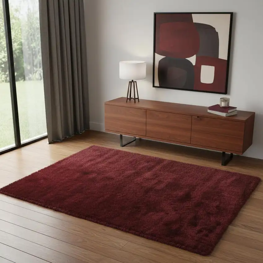 Red And Purple Shag Tufted Handmade Area Rug Photo 1