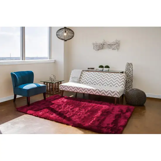Red Purple Shag Hand Tufted Area Rug Photo 5