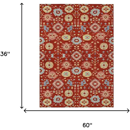 Red And Rust Geometric Washable Indoor Outdoor Area Rug Photo 6