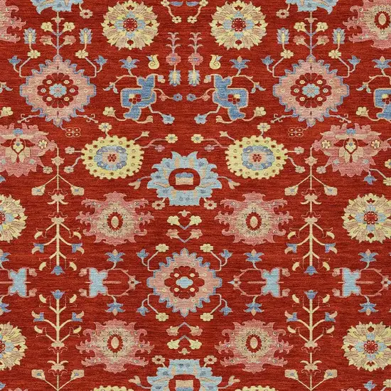 Red And Rust Geometric Washable Indoor Outdoor Area Rug Photo 2