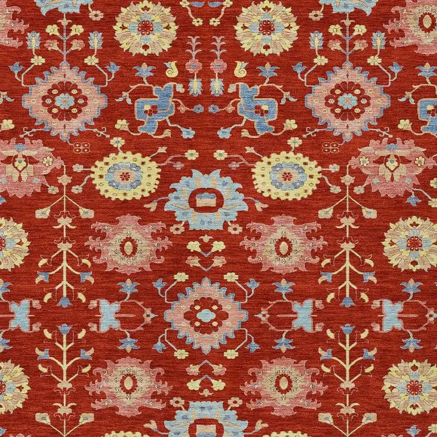 Red And Rust Geometric Washable Indoor Outdoor Area Rug Photo 2