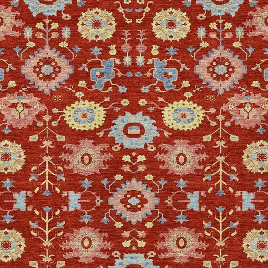 Red And Rust Geometric Washable Indoor Outdoor Area Rug Photo 2