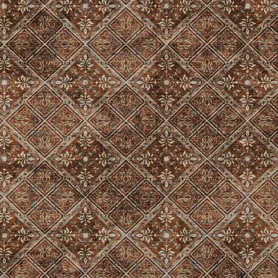 Red And Rust Geometric Washable Indoor Outdoor Area Rug Photo 3
